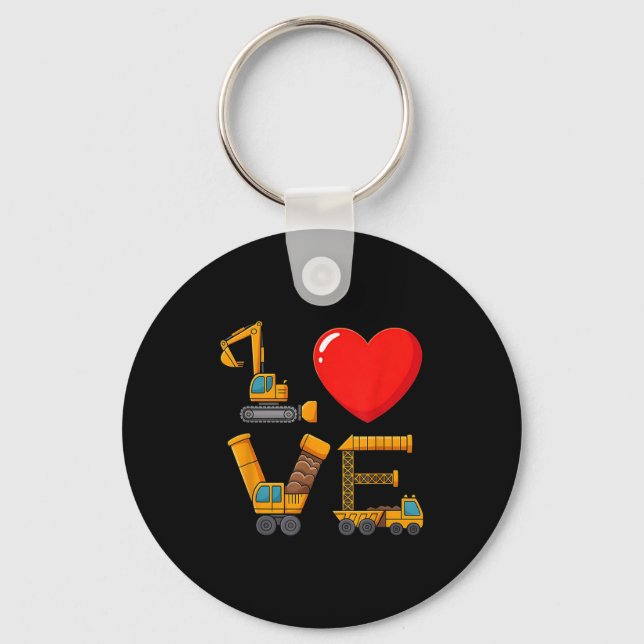 Construction Valentine Love Spelled With Trucks Ex Key Ring (Front)