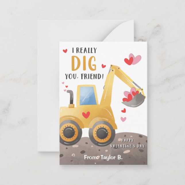 Construction Valentine's Day Card for Kids (Front)