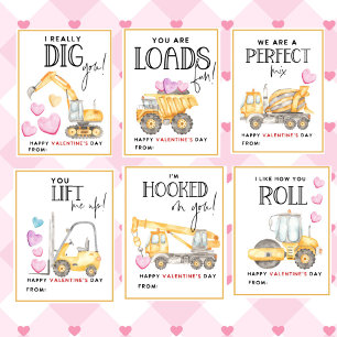 Construction Valentine's Day Kids Classroom cards Custom Letterhead