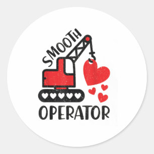 Construction Valentines Day Smooth Operator Boy To Classic Round Sticker