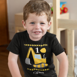 Construction Vehicle 1st Birthday Boy Personalised Baby Bodysuit