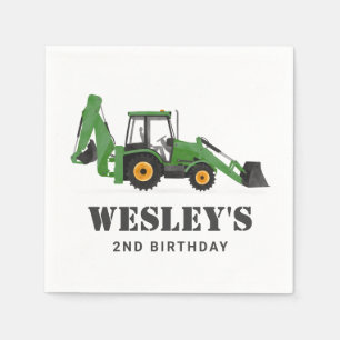 Construction Vehicle Backhoe Birthday Party Napkin