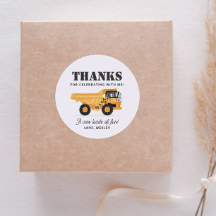 Construction Vehicle Birthday Party Classic Round Sticker