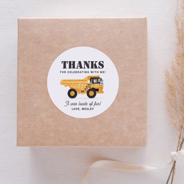 Construction Vehicle Birthday Party Classic Round Sticker (Creator Uploaded)