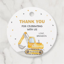 Construction Vehicle Birthday Party Favour Tags