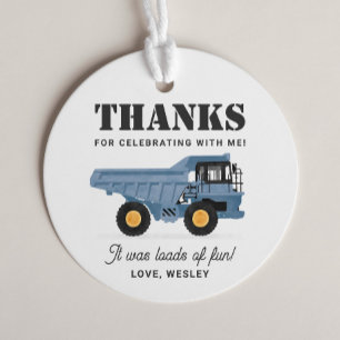 Construction Vehicle Birthday Party Favour Tags