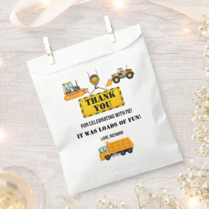 Construction Vehicle Birthday Party Thank You Favour Bags