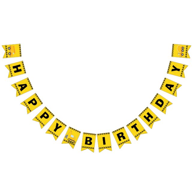 Construction Vehicle Birthday Party Yellow Truck Bunting (All)