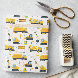 Construction Vehicle Birthday Wrapping Paper