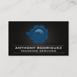 Construction Vehicle Blue Gear Logo Business Card