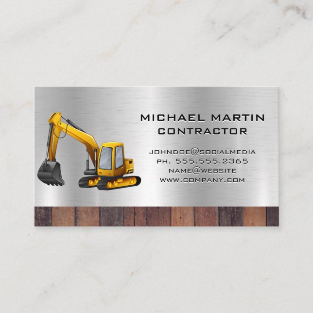 Construction Vehicle| Bolts and Nuts Business Card (Front)