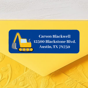 Construction Vehicle Boys Blue Kids Return Address