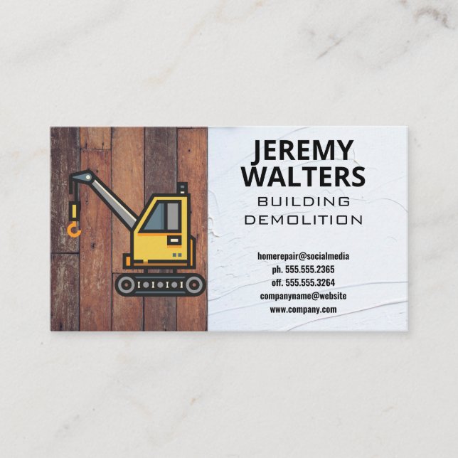 Construction Vehicle | Building Demolition Business Card (Front)