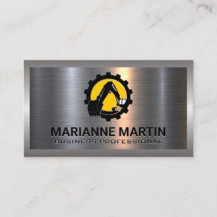 Construction Vehicle Bulldozer   Metallic Business Card