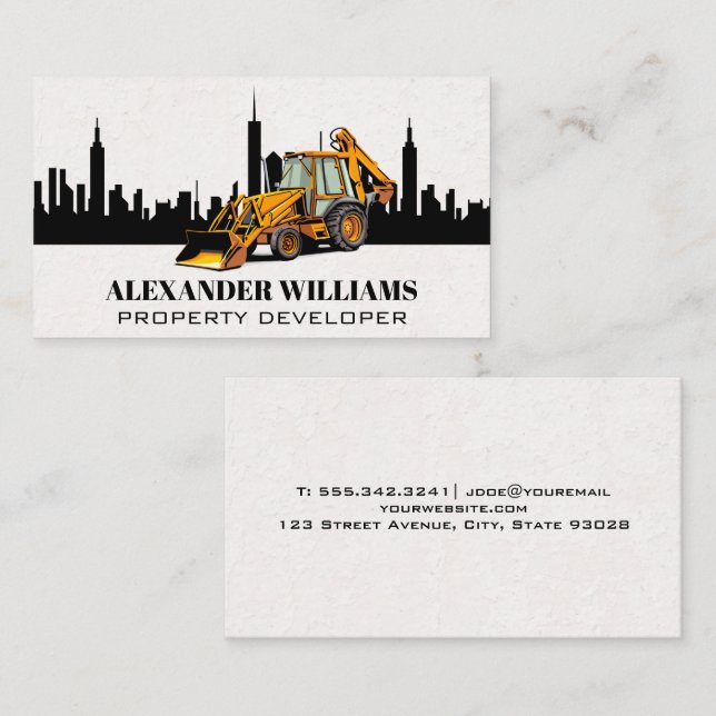 Construction Vehicle Bulldozer | Skyline Business Card (Front/Back)