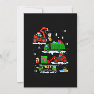 Construction Vehicle Christmas Red Trucks Winter B Invitation