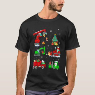 Construction Vehicle Christmas Red Trucks Winter B T-Shirt