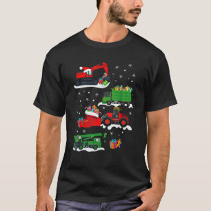 Construction Vehicle Christmas Red Trucks Winter B T-Shirt