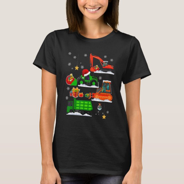 Construction Vehicle Christmas Red Trucks Winter K T-Shirt (Front)