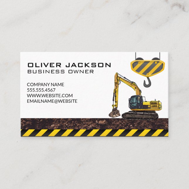 Construction Vehicle Crane Business Card (Front)