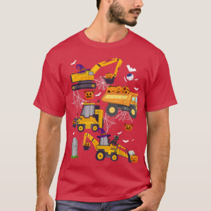 Construction Vehicle Crane Truck Pumpkin Halloween T-Shirt