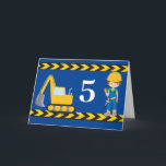 Construction Vehicle Custom Kids Blue Birthday Card<br><div class="desc">Cool custom construction excavator Happy Birthday card for a child who loves yellow construction vehicles and the colour blue. Fun vehicle design for a little boy who loves cars and trucks. Customise with your kid's name on the inside.</div>