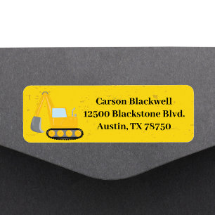 Construction Vehicle Custom Kids Return Address
