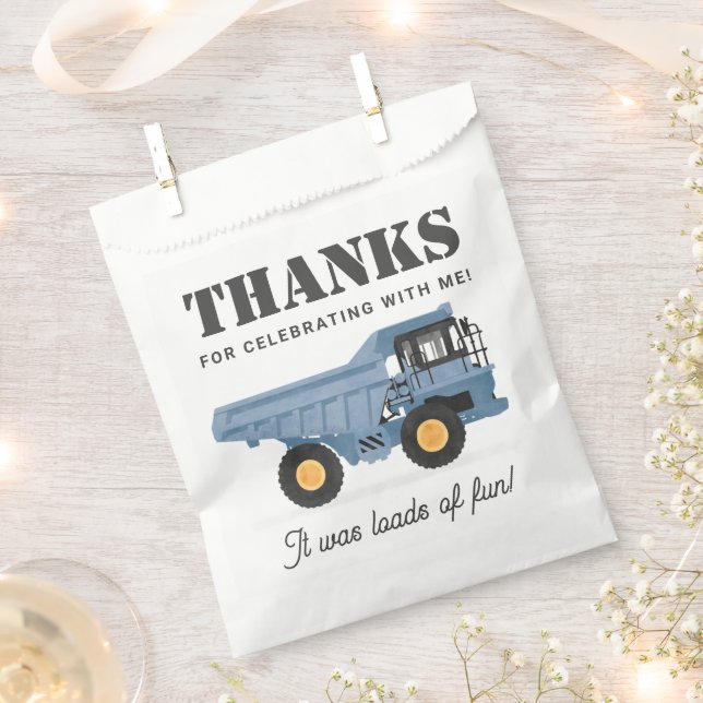 Construction Vehicle Dump Truck Birthday Favour Bags (Clipped)