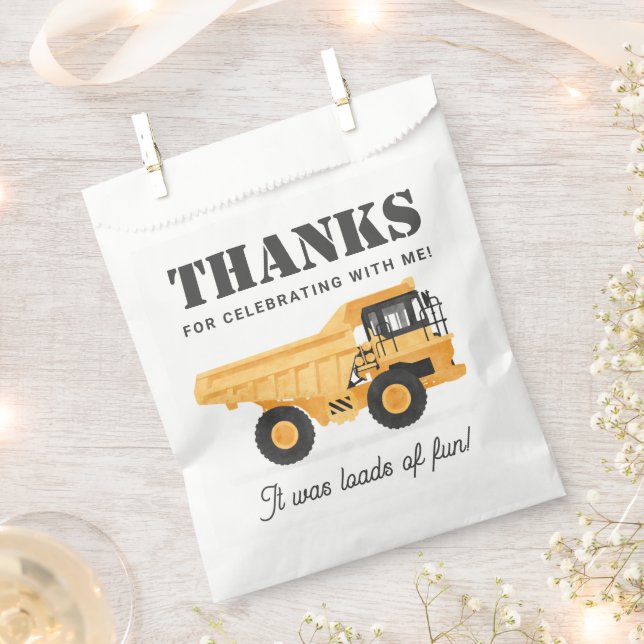 Construction Vehicle Dump Truck Birthday Favour Bags (Clipped)