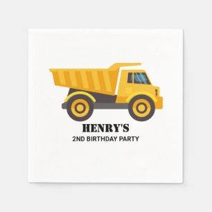 Construction Vehicle Dump Truck Birthday Party Napkin