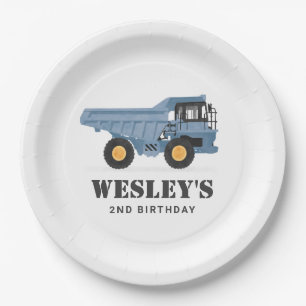 Construction Vehicle Dump Truck Birthday Party Paper Plate