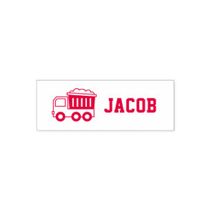 Construction Vehicle Dump Truck Kids Personalised Self-inking Stamp