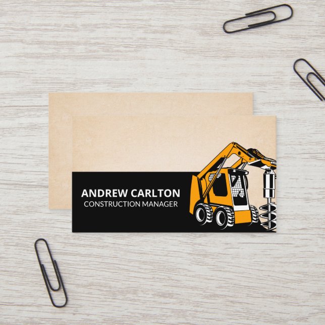 Construction Vehicle | Earth Drilling Business Card (Front/Back In Situ)
