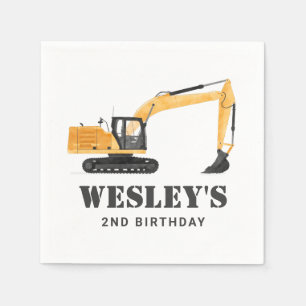 Construction Vehicle Excavator Birthday Party Napkin