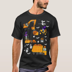 Construction Vehicle Halloween Crane Truck Pumpkin T-Shirt
