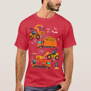 Construction Vehicle Halloween Crane Truck Pumpkin T-Shirt