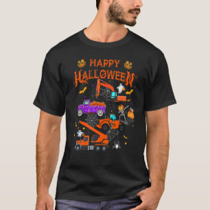 Construction Vehicle Halloween Crane Truck Pumpkin T-Shirt