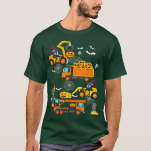 Construction Vehicle Halloween Crane Truck Pumpkin T-Shirt