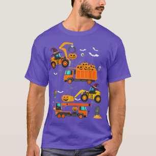 Construction Vehicle Halloween Crane Truck Pumpkin T-Shirt