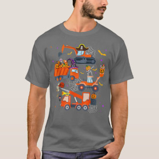 Construction Vehicle Halloween Crane Truck Pumpkin T-Shirt