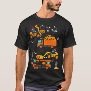 Construction Vehicle Halloween Crane Truck Pumpkin T-Shirt