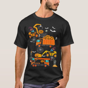 Construction Vehicle Halloween Crane Truck Pumpkin T-Shirt