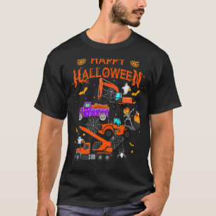 Construction Vehicle Halloween Crane Truck Pumpkin T-Shirt