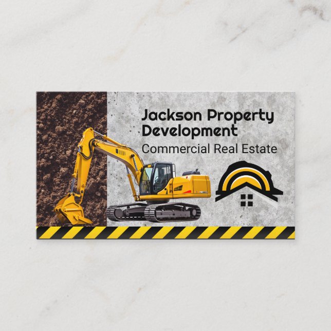 Construction Vehicle | Hardhat Home Logo Business Card (Front)