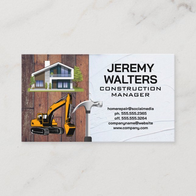 Construction Vehicle | Home Improvement  Business Card (Front)
