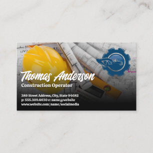 Construction Vehicle Logo   Blueprints Business Card