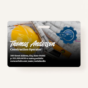 Construction Vehicle Logo   Blueprints ID Badge