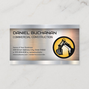 Construction Vehicle Logo   Metal Business Card
