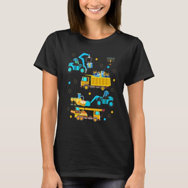 Construction Vehicle Menorah Hanukkah Chanukah Tod T-Shirt (Front)