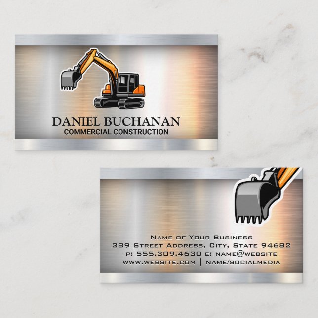 Construction Vehicle | Metallic  Business Card (Front/Back)
